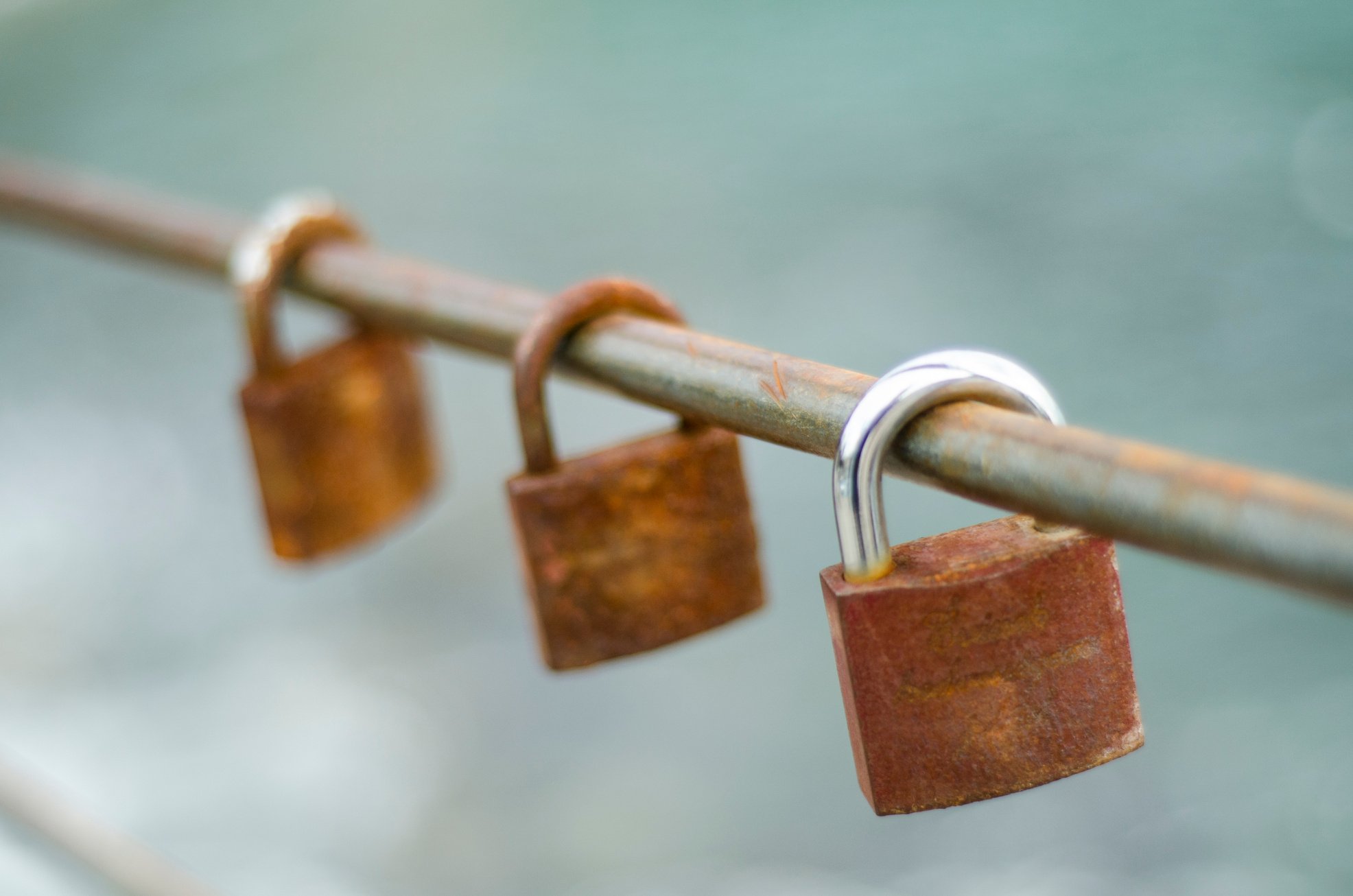 padlock attached to railings