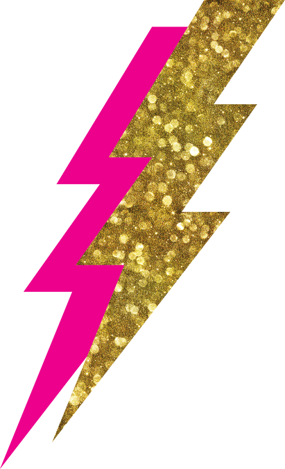 Double Lightening Bolt - Pink Gold Glitter