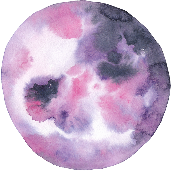 Pink planet watercolor illustration