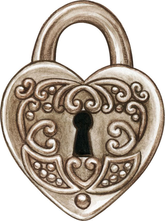 Watercolor Heart-Shaped Lock